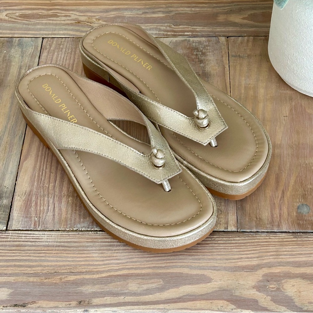 Donald J. Pliner Metallic Seena Platform Wedge Sandals 🆕